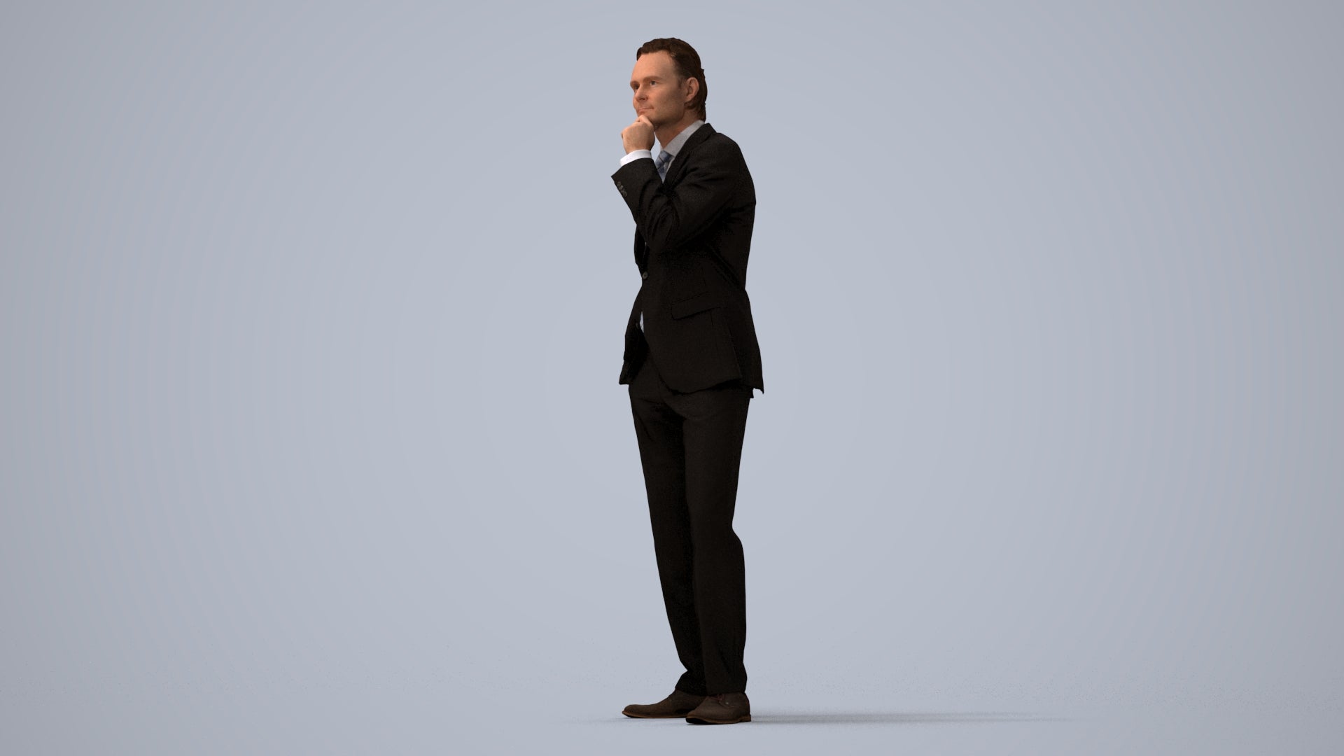 3D scanned man business, photorealistic archviz people for Enscape and SketchUp, three-quarter view render