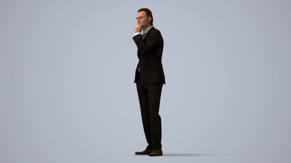 3D scanned man business, photorealistic archviz people for Enscape and SketchUp, three-quarter view render