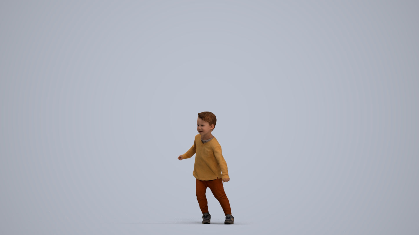 photogrammetry 3D boy casual kids, realistic human model archviz FBX, standing pose render