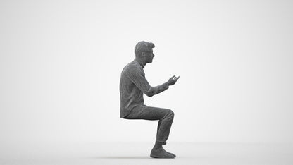 realistic 3D people man casual sitting, render-ready for V-Ray and Corona, FBX OBJ, wireframe side view