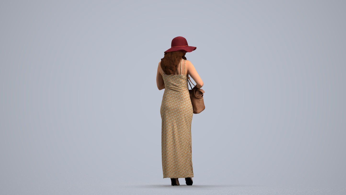 photogrammetry 3D woman casual standing, realistic human model archviz FBX, front view render