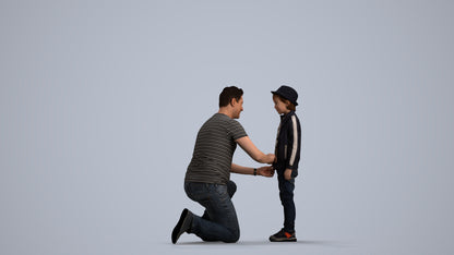 realistic 3D boy casual kids, scanned archviz people for Blender and 3ds Max, front view render