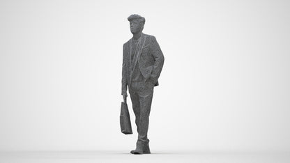 scanned 3D man casual standing, photogrammetry people for Enscape and V-Ray, wireframe back view