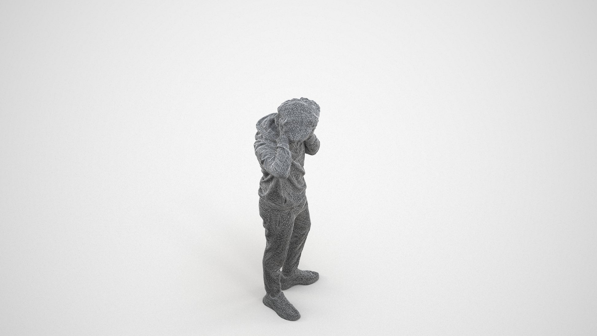 realistic 3D people man casual standing, render-ready for V-Ray and Corona, FBX OBJ, wireframe three-quarter view