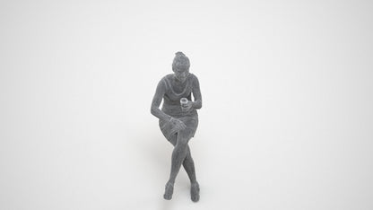 3D people model girl casual kids, scanned human for 3ds Max rendering, wireframe three-quarter view
