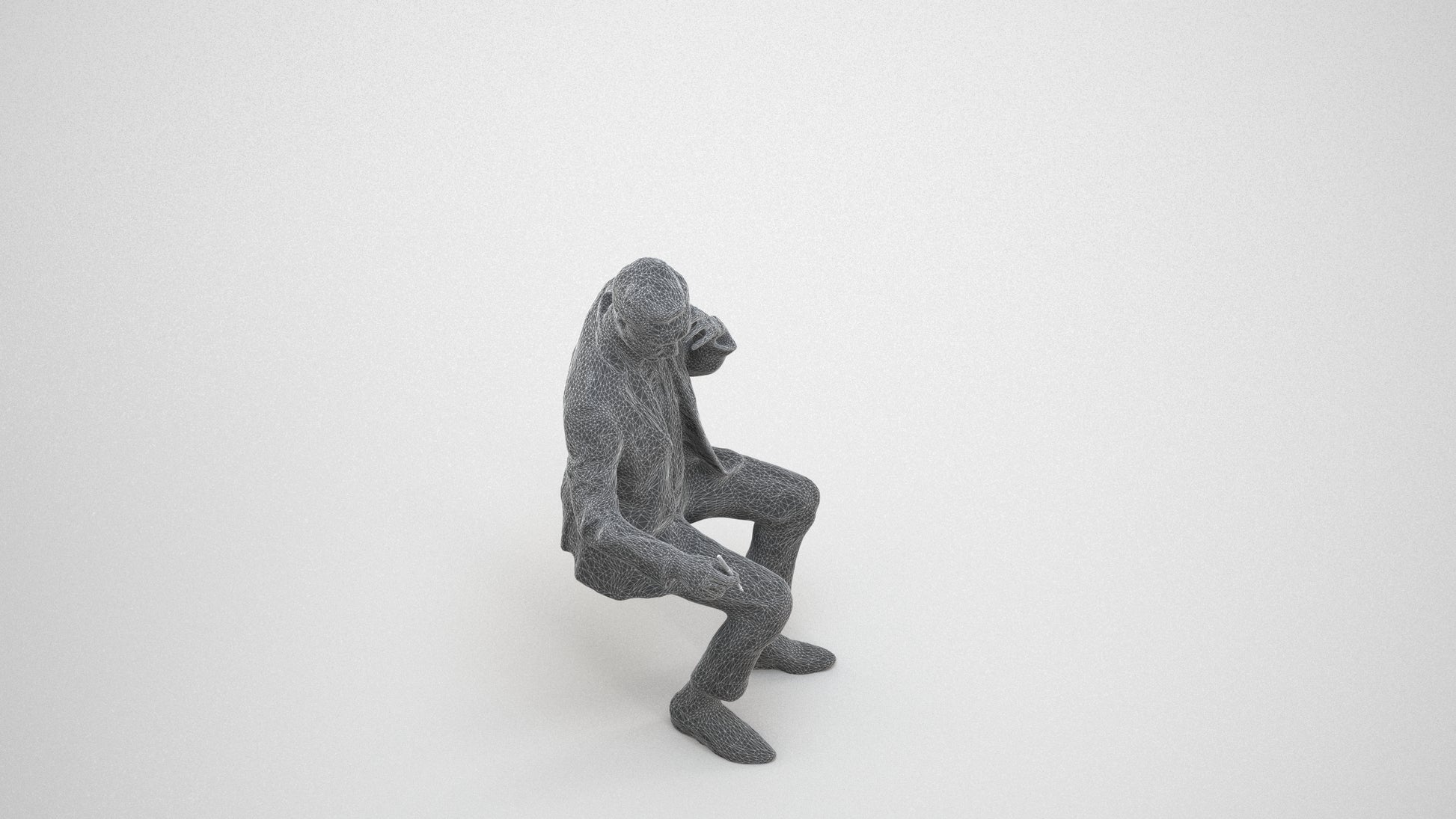 3D scanned man business formal, photorealistic archviz people for Enscape and SketchUp, wireframe three-quarter view