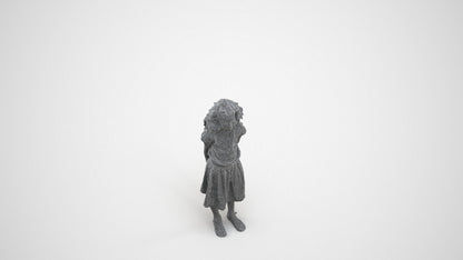 photogrammetry 3D girl casual kids, realistic human model archviz FBX, wireframe three-quarter view