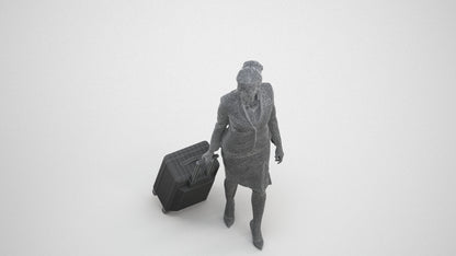 3D people model woman hospitality, scanned human for 3ds Max rendering, wireframe three-quarter view