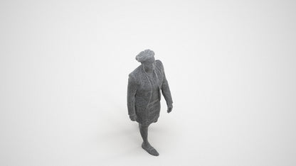 realistic 3D human woman business walking, archviz people FBX OBJ for Blender, wireframe three-quarter view
