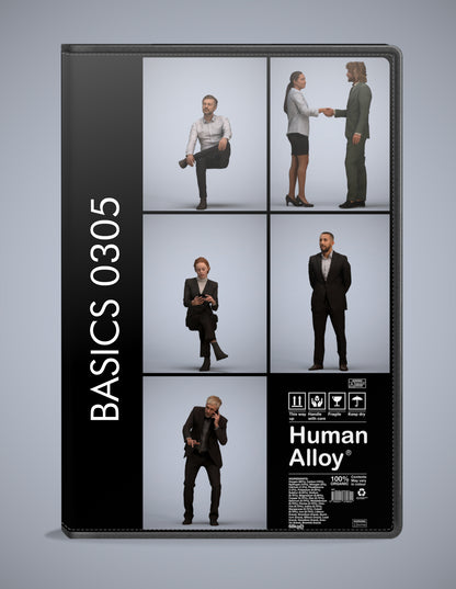 scanned 3D people business collection, 5 photogrammetry models for Enscape and V-Ray