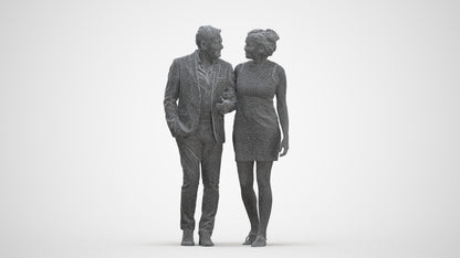 realistic 3D people woman casual couple, render-ready for V-Ray and Corona, FBX OBJ, three-quarter front view render