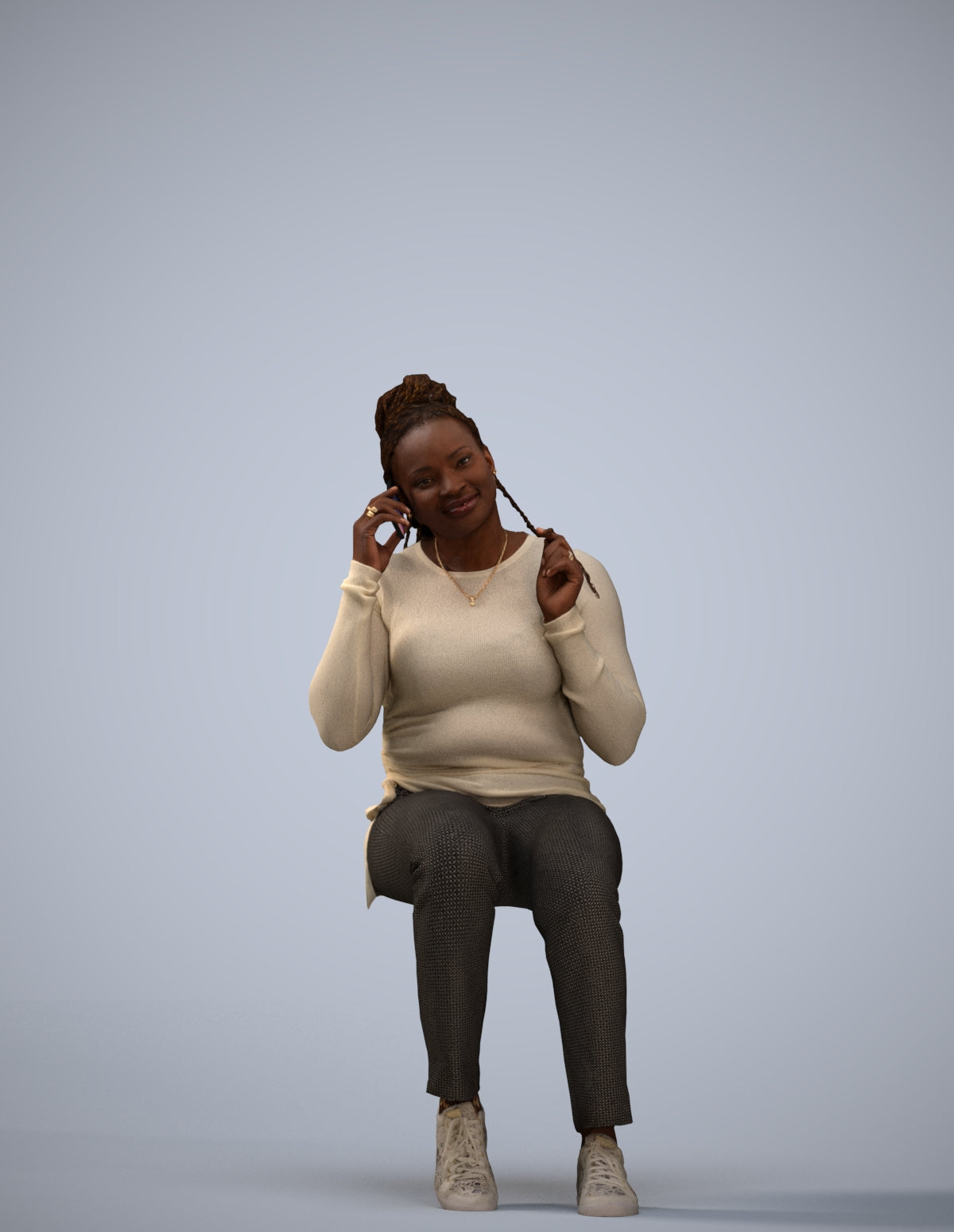 realistic 3D people woman casual sitting, render-ready for V-Ray and Corona, FBX OBJ