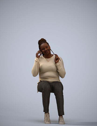 realistic 3D people woman casual sitting, render-ready for V-Ray and Corona, FBX OBJ