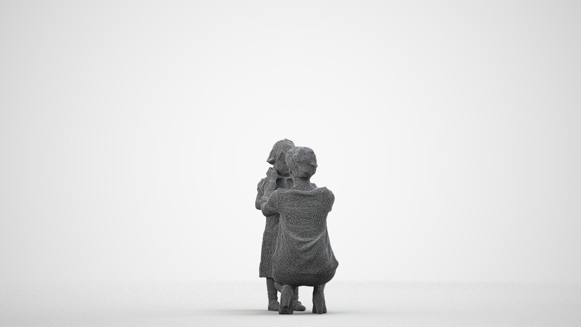 realistic 3D people woman casual kids, render-ready for V-Ray and Corona, FBX OBJ, wireframe side view