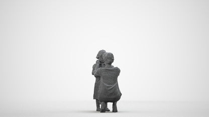 realistic 3D people woman casual kids, render-ready for V-Ray and Corona, FBX OBJ, wireframe side view