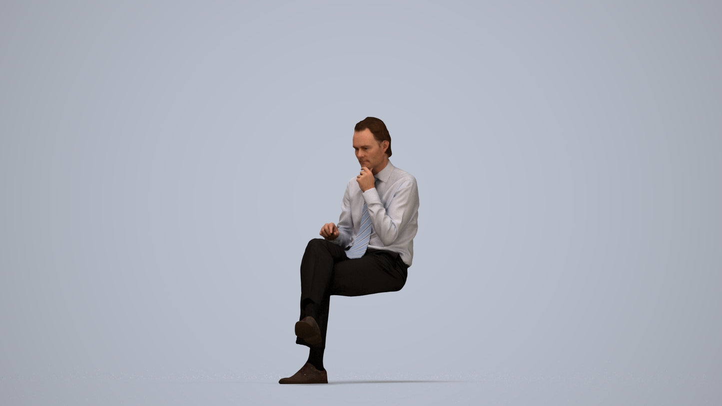 realistic 3D people man business, render-ready for V-Ray and Corona, FBX OBJ, top-down view render