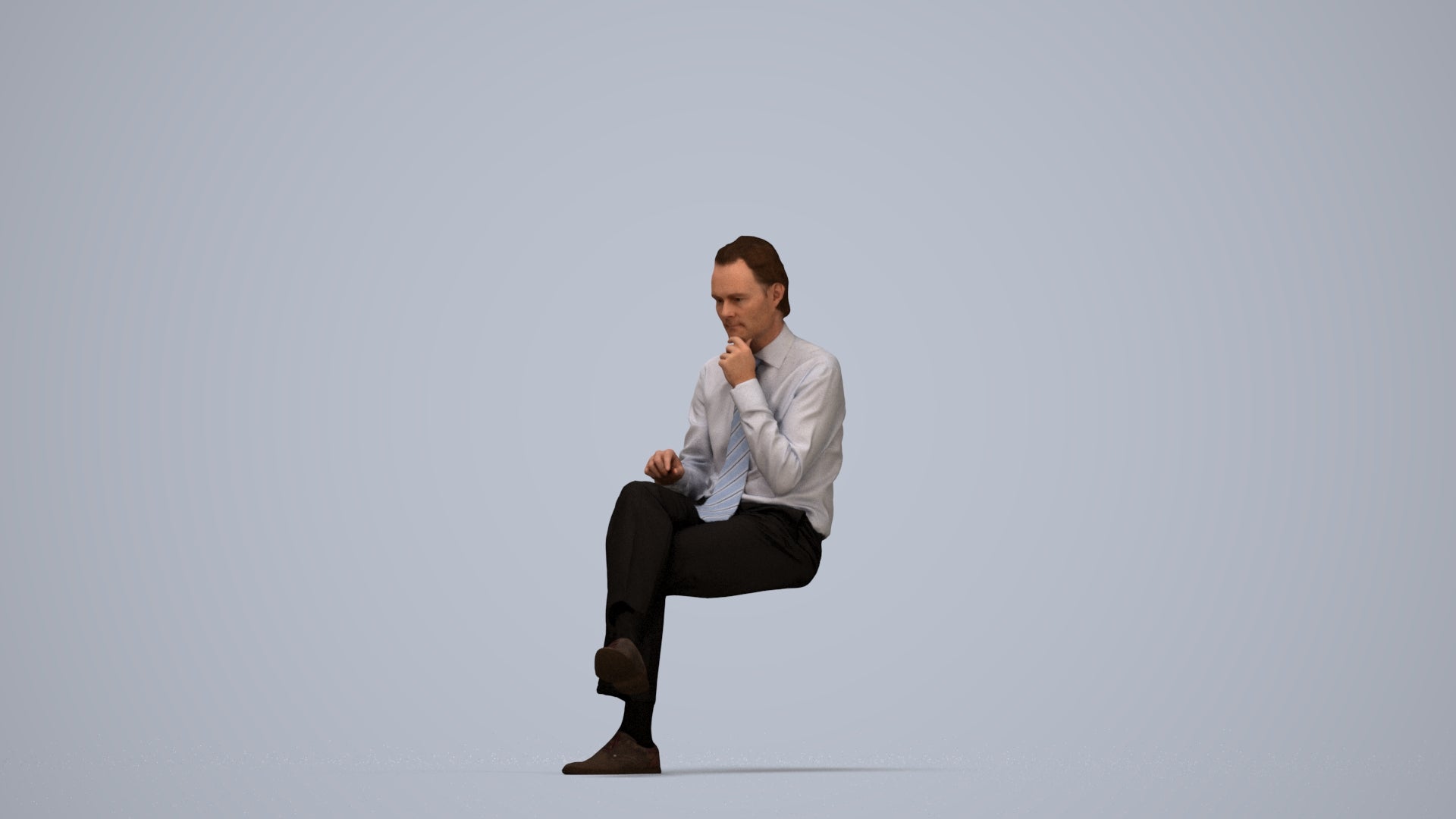 realistic 3D people man business, render-ready for V-Ray and Corona, FBX OBJ, top-down view render