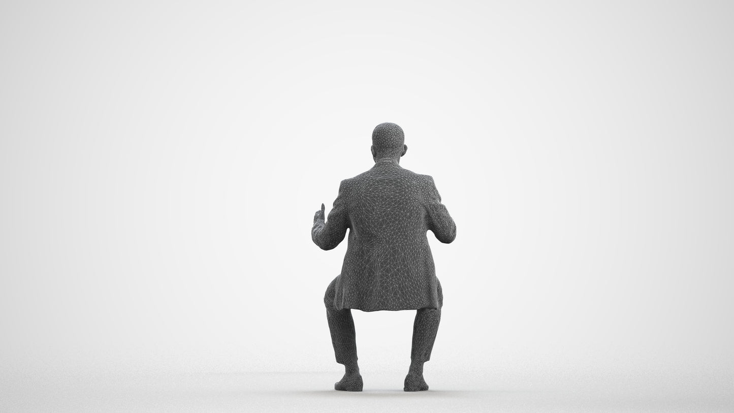 3D scanned man business, photorealistic archviz people for Enscape and SketchUp, wireframe front view
