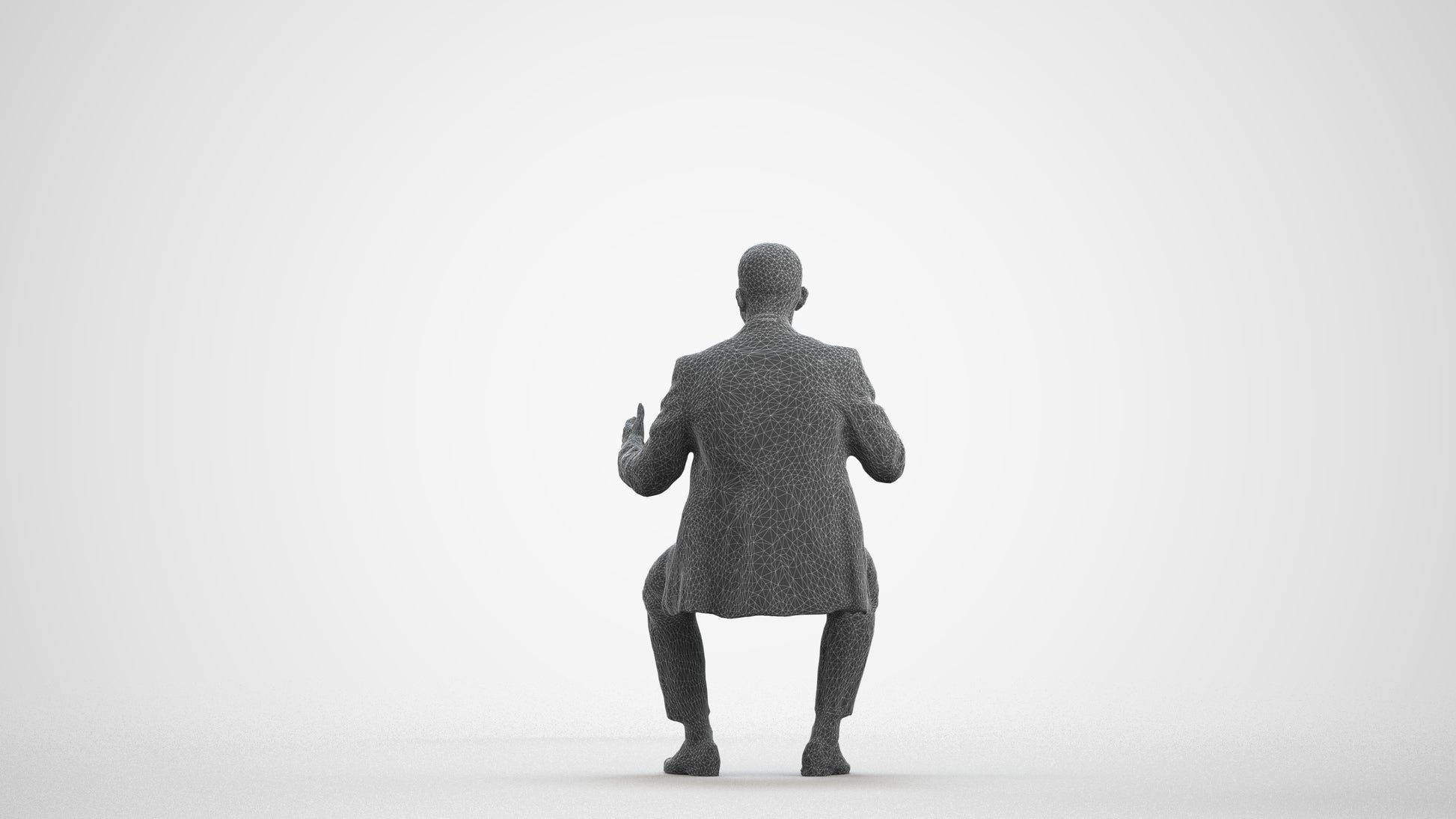 3D scanned man business, photorealistic archviz people for Enscape and SketchUp, wireframe front view