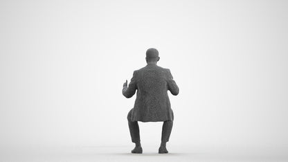 3D scanned man business, photorealistic archviz people for Enscape and SketchUp, wireframe front view