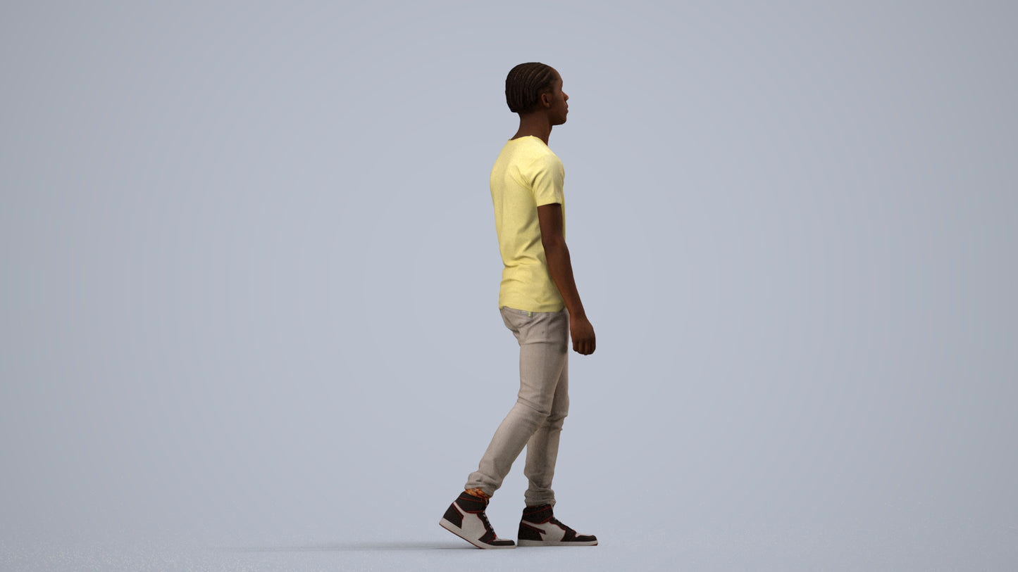 realistic 3D people boy casual kids, render-ready for V-Ray and Corona, FBX OBJ, side view render