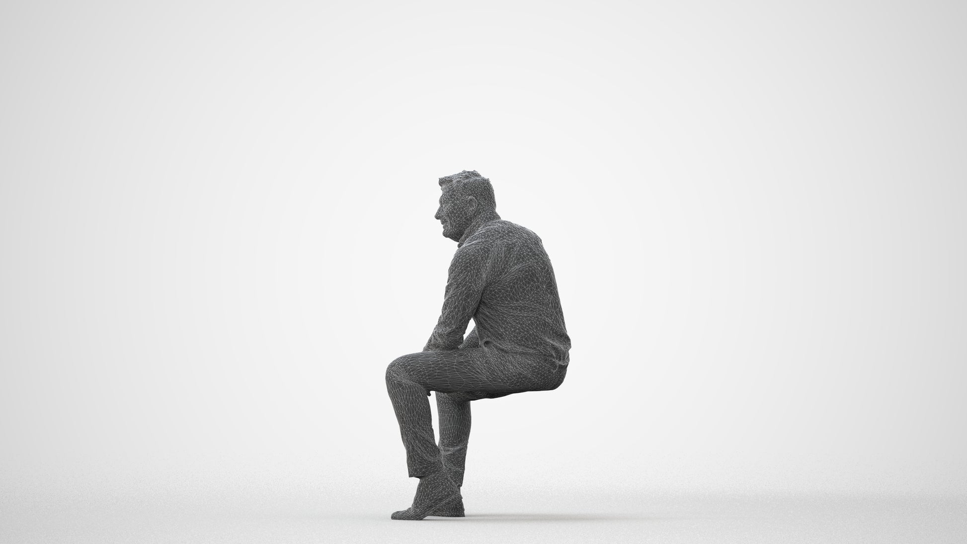 3D people model man casual sitting, scanned human for 3ds Max rendering, square thumbnail