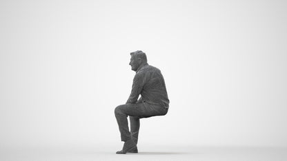 3D people model man casual sitting, scanned human for 3ds Max rendering, square thumbnail