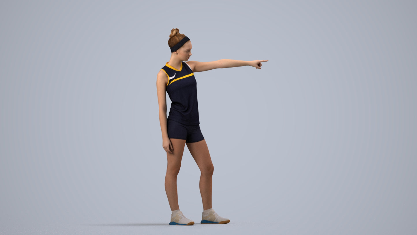 scanned 3D girl sport, photogrammetry people for Enscape and V-Ray, side view render