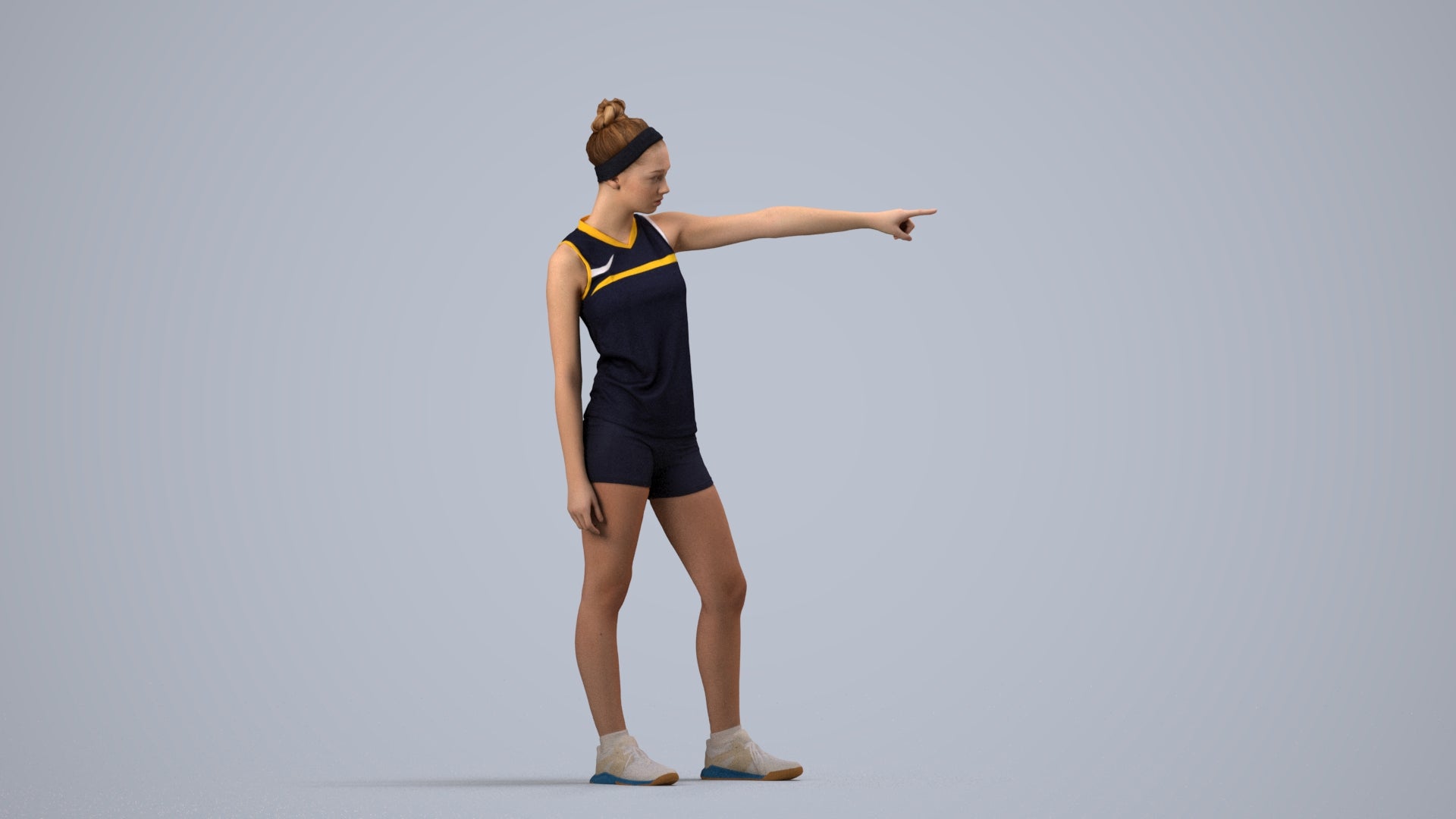 scanned 3D girl sport, photogrammetry people for Enscape and V-Ray, side view render