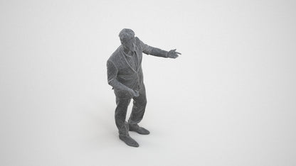 3D human model man business, photogrammetry scanned person for archviz, wireframe three-quarter view