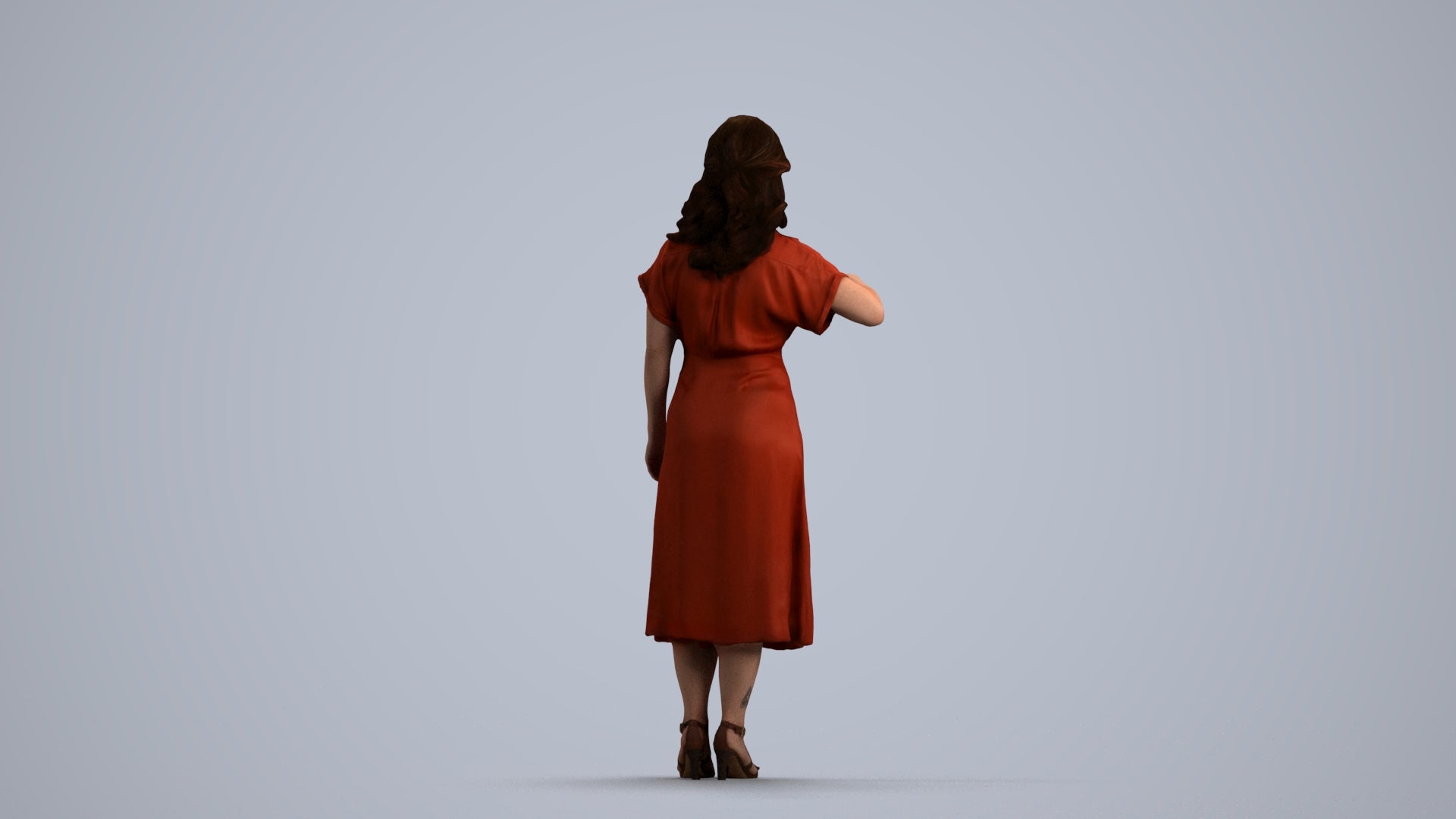 realistic 3D woman casual standing, scanned archviz people for Blender and 3ds Max, front view render