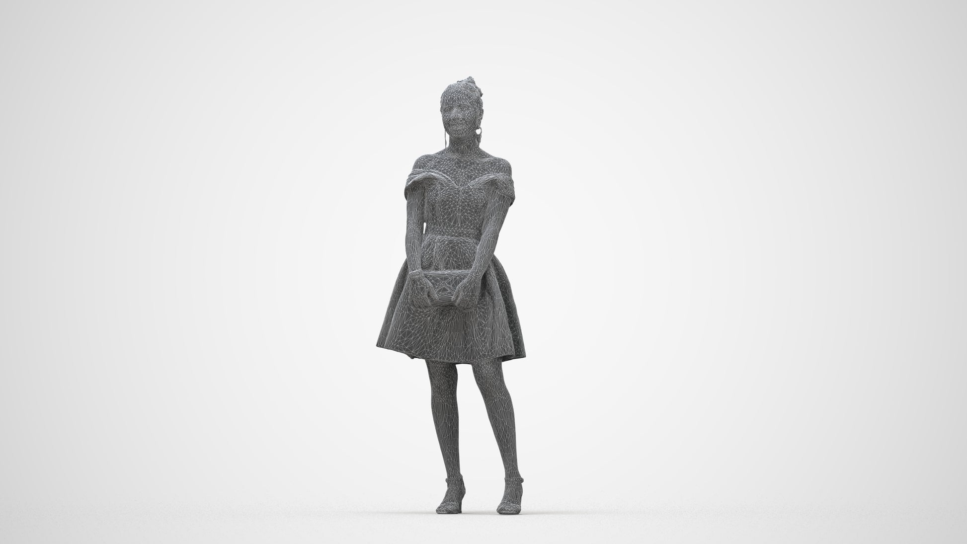 realistic 3D people woman formal formalaffairs, render-ready for V-Ray and Corona, FBX OBJ, wireframe back view