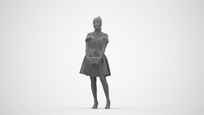 realistic 3D people woman formal formalaffairs, render-ready for V-Ray and Corona, FBX OBJ, wireframe back view