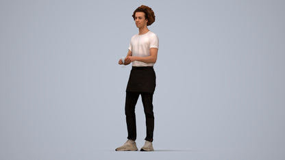 scanned 3D man hospitality, photogrammetry people for Enscape and V-Ray, top-down view render