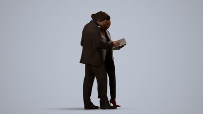 3D people model woman business, scanned human for 3ds Max rendering, side view render