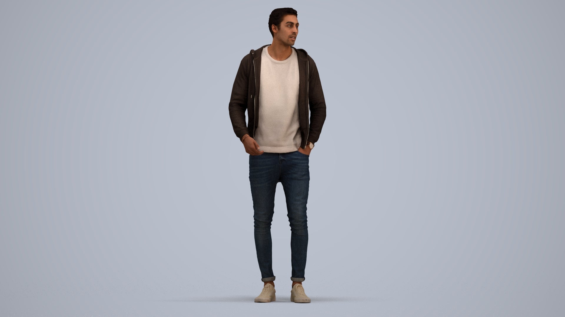 realistic 3D people man casual standing, render-ready for V-Ray and Corona, FBX OBJ, standing pose render