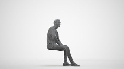 scanned 3D man casual sitting, photogrammetry people for Enscape and V-Ray, back view render