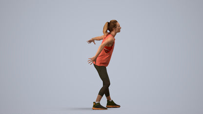 realistic 3D people woman sport, render-ready for V-Ray and Corona, FBX OBJ, side view render