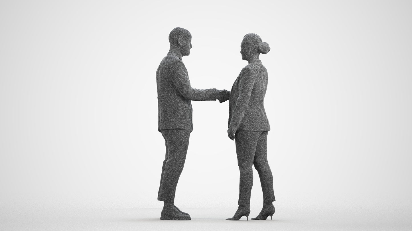 realistic 3D woman business, scanned archviz people for Blender and 3ds Max, wireframe front view