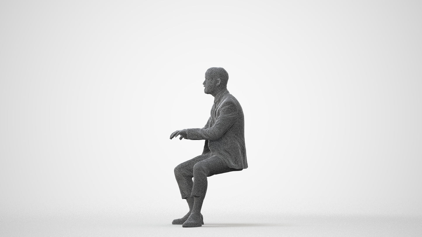 3D human model man business, photogrammetry scanned person for archviz, square thumbnail