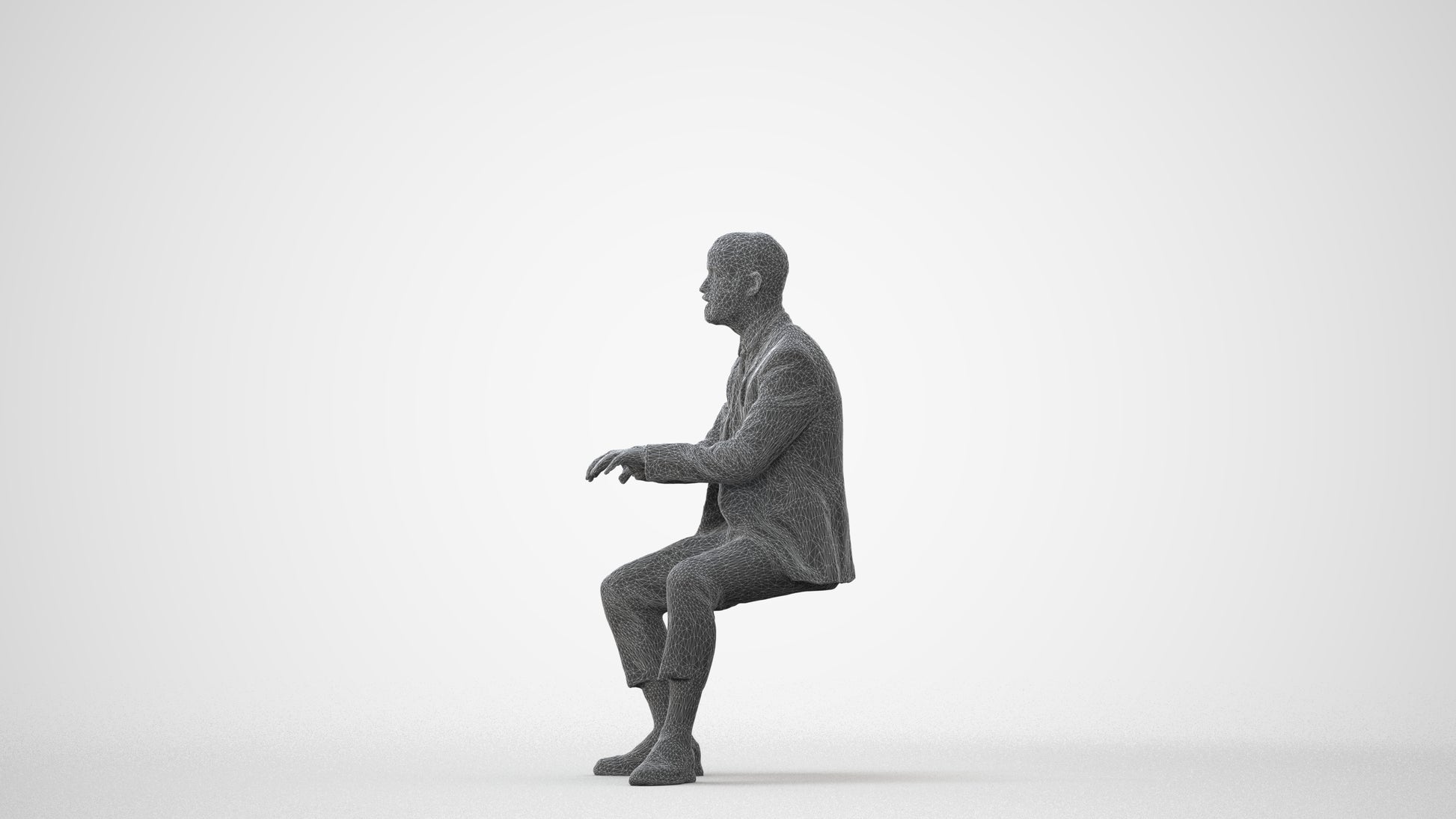 3D human model man business, photogrammetry scanned person for archviz, square thumbnail