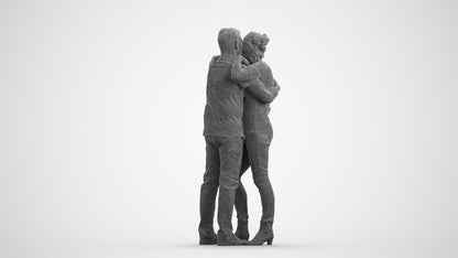scanned 3D senior woman casual couple, photogrammetry people for Enscape and V-Ray, wireframe front view