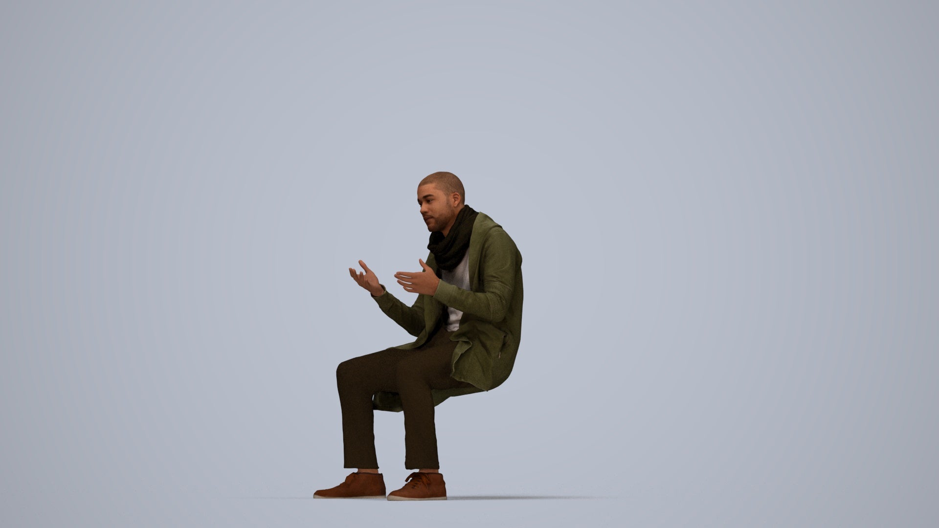 realistic 3D man casual pool, scanned archviz people for Blender and 3ds Max, top-down view render