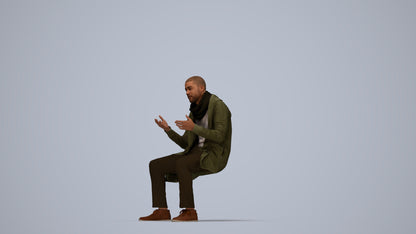 realistic 3D man casual pool, scanned archviz people for Blender and 3ds Max, top-down view render