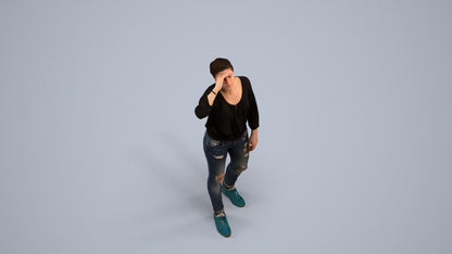 3D scanned woman standing casual, photorealistic archviz people for Enscape and SketchUp, back view render
