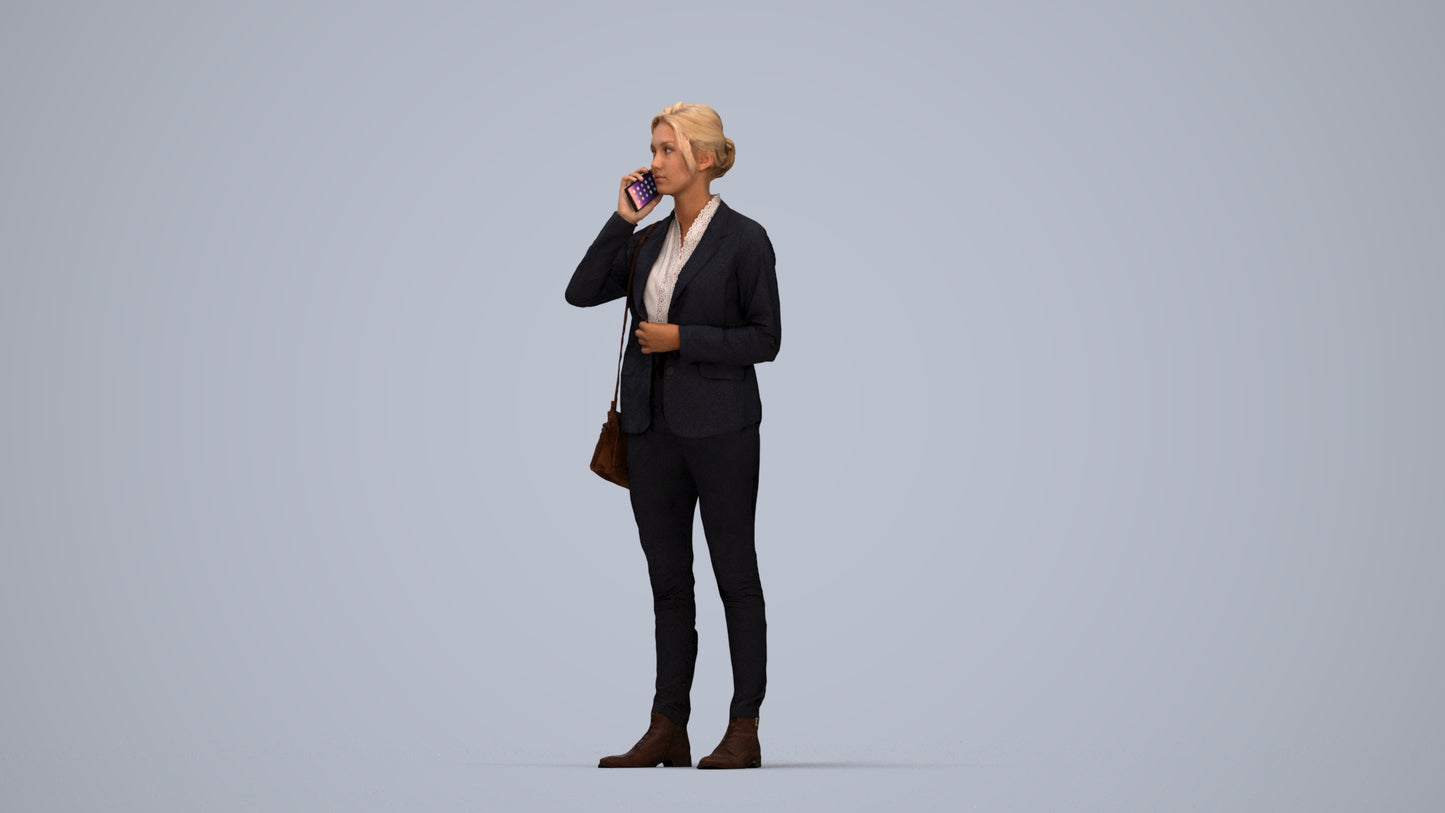 scanned 3D woman business, photogrammetry people for Enscape and V-Ray, top-down view render
