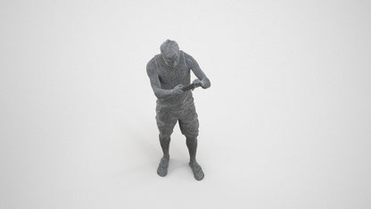 realistic 3D man casual standing, scanned archviz people for Blender and 3ds Max, wireframe three-quarter view