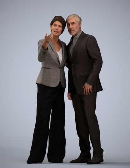 realistic 3D human woman formal couple, archviz people FBX OBJ for Blender