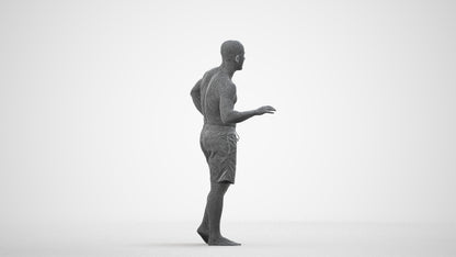 realistic 3D human man pool, archviz people FBX OBJ for Blender, wireframe side view