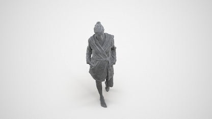 realistic 3D woman bathroom, scanned archviz people for Blender and 3ds Max, wireframe three-quarter view